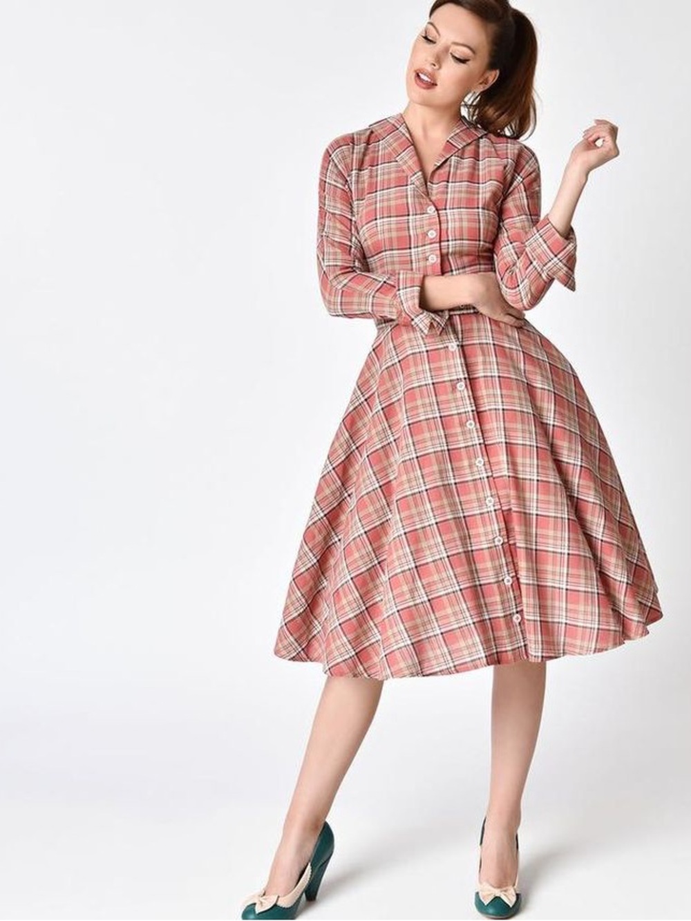 Unique Vintage Brooklyn Retro Plaid Fit & Flare Dress - Size M